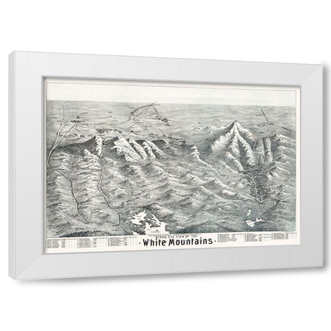 White Mountains New Hampshire - Morris 1890  White Modern Wood Framed Art Print by Morris