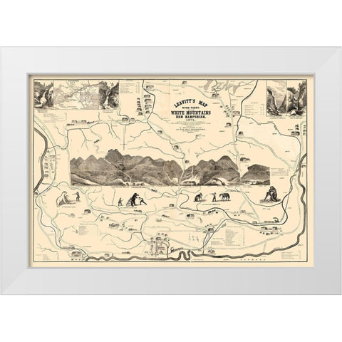 White Mountains New Hampshire - Leavitt 1871  White Modern Wood Framed Art Print by Leavitt