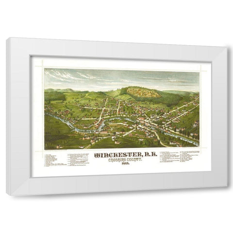 Winchester New Hampshire - Norris 1887  White Modern Wood Framed Art Print by Norris