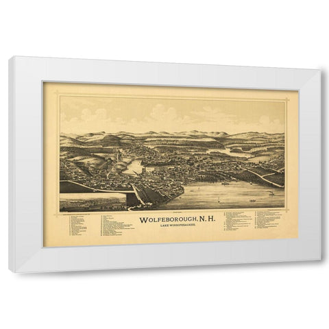 Wolfeborough New Hampshire -Norris 1889  White Modern Wood Framed Art Print by Norris