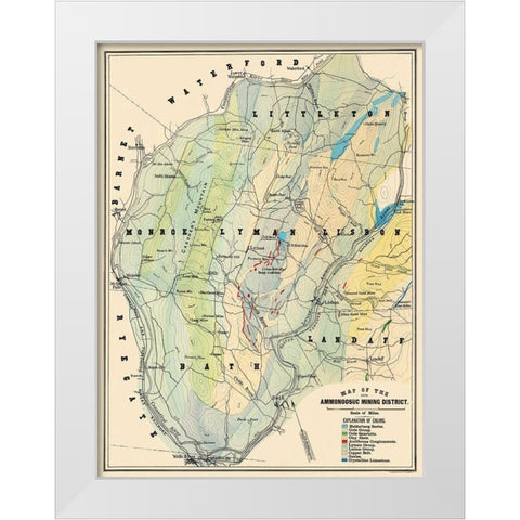 Ammonoosuc Mining District New Hampshire White Modern Wood Framed Art Print by Hitchcock
