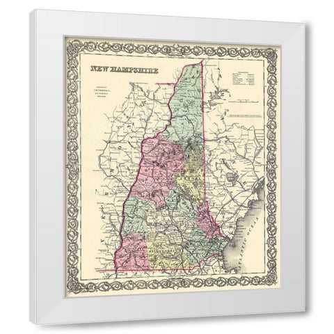 New Hampshire - Colton 1855 White Modern Wood Framed Art Print by Colton