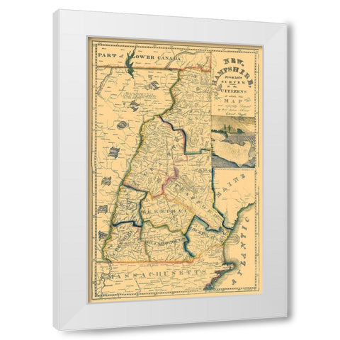 New Hampshire - Ruggles 1817 White Modern Wood Framed Art Print by Ruggles