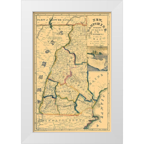 New Hampshire - Ruggles 1817 White Modern Wood Framed Art Print by Ruggles