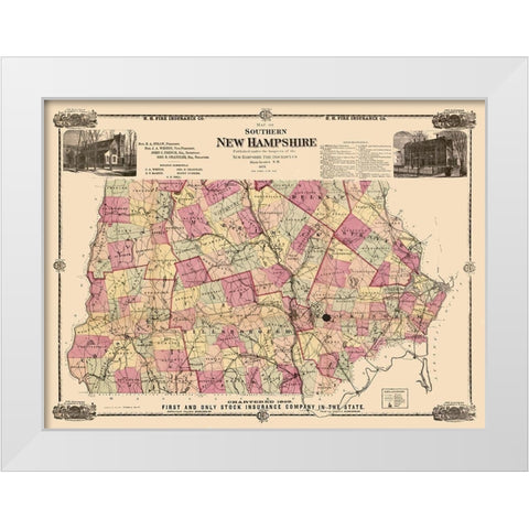 New Hampshire -1871 White Modern Wood Framed Art Print by Unknown