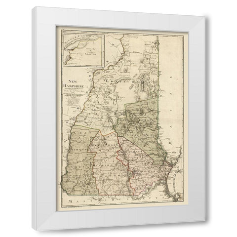 New Hampshire - Sotzmann 1796  White Modern Wood Framed Art Print by Sotzmann