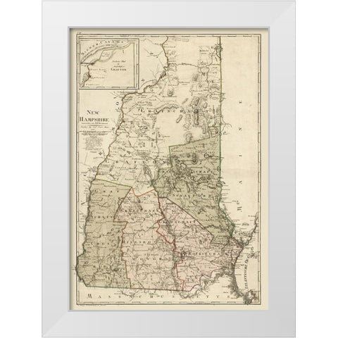 New Hampshire - Sotzmann 1796  White Modern Wood Framed Art Print by Sotzmann