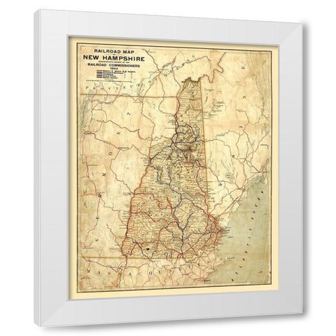 New Hampshire Railroads -1894 White Modern Wood Framed Art Print by Unknown