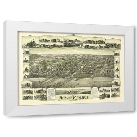 Atlantic Highlands New Jersey - Bailey 1894  White Modern Wood Framed Art Print by Bailey