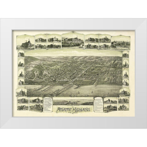 Atlantic Highlands New Jersey - Bailey 1894  White Modern Wood Framed Art Print by Bailey