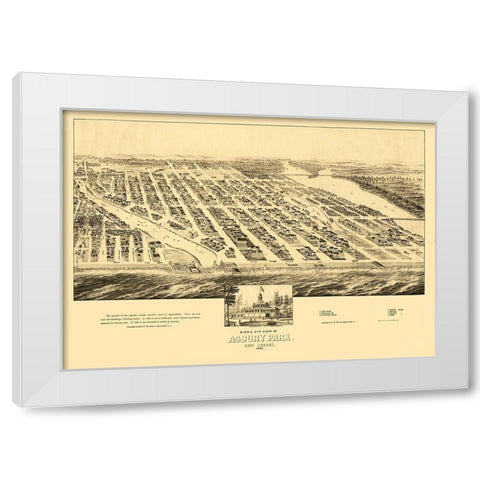 Asbury Park New Jersey - Fowler 1881  White Modern Wood Framed Art Print by Fowler