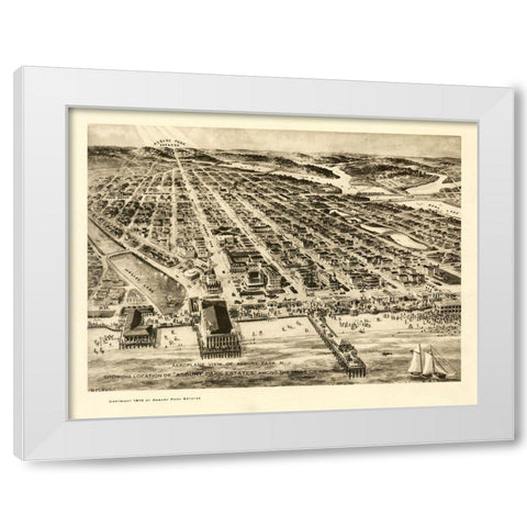 Asbury Park New Jersey - Pettit 1910  White Modern Wood Framed Art Print by Pettit
