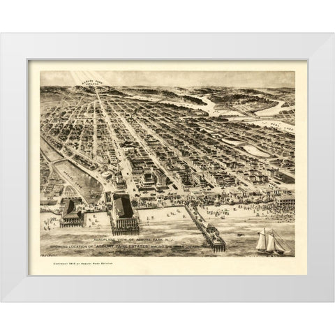 Asbury Park New Jersey - Pettit 1910  White Modern Wood Framed Art Print by Pettit