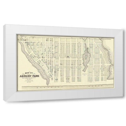 Asbury Park New Jersey Landowner - Kennedy 1877 White Modern Wood Framed Art Print by Kennedy