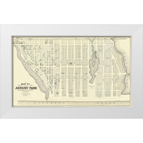 Asbury Park New Jersey Landowner - Kennedy 1877 White Modern Wood Framed Art Print by Kennedy