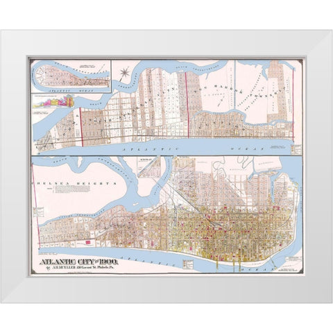 Atlantic City New Jersey Landowner - Mueller 1900 White Modern Wood Framed Art Print by Mueller