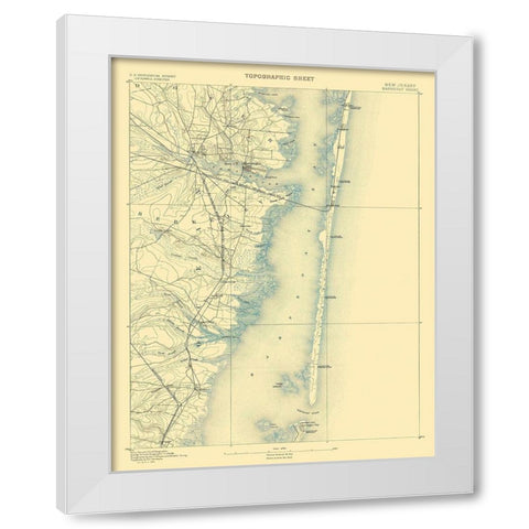 Barnegat New Jersey Sheet - USGS 1884 White Modern Wood Framed Art Print by USGS
