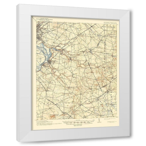 Bordentown New Jersey Pennsylvania Quad White Modern Wood Framed Art Print by USGS