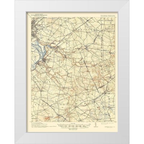 Bordentown New Jersey Pennsylvania Quad White Modern Wood Framed Art Print by USGS