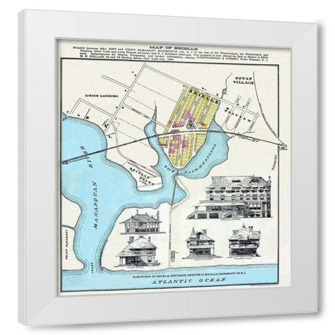 Brielle New Jersey Landowner - Welke  1898 White Modern Wood Framed Art Print by Welke