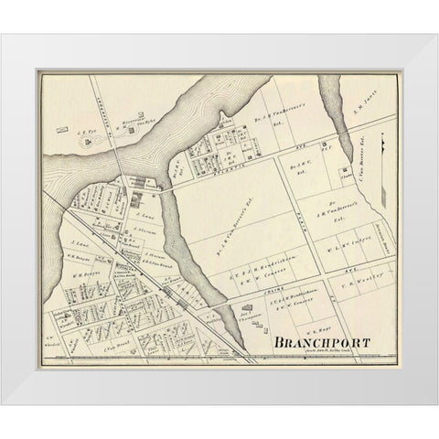 Branchport New Jersey Landowner - Woolman 1878 White Modern Wood Framed Art Print by Woolman
