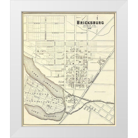 Bricksburg New Jersey Landowner - Woolman 1878 White Modern Wood Framed Art Print by Woolman