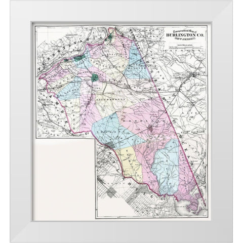 Burlington New Jersey - Beers 1872 White Modern Wood Framed Art Print by Beers