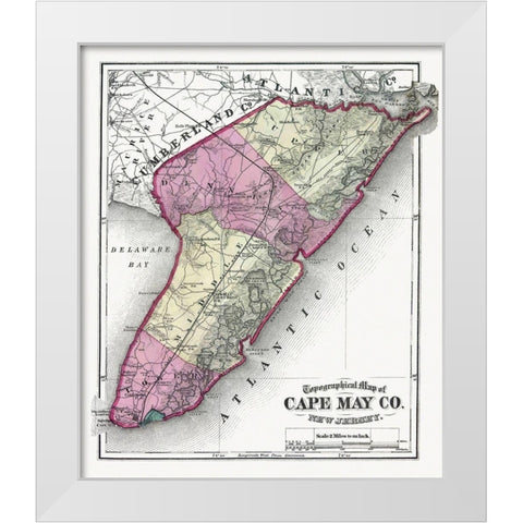 Cape May New Jersey - Beers 1872 White Modern Wood Framed Art Print by Beers