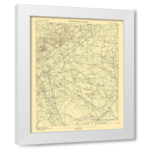 Cassville New Jersey Quad - USGS 1885 White Modern Wood Framed Art Print by USGS
