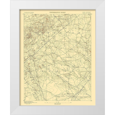 Cassville New Jersey Quad - USGS 1885 White Modern Wood Framed Art Print by USGS