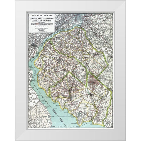 Cumberland, Gloucester New Jersey White Modern Wood Framed Art Print by Farm Journal