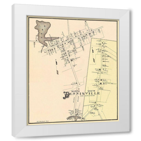Dennisville, North, South New Jersey Landowner White Modern Wood Framed Art Print by Woolman