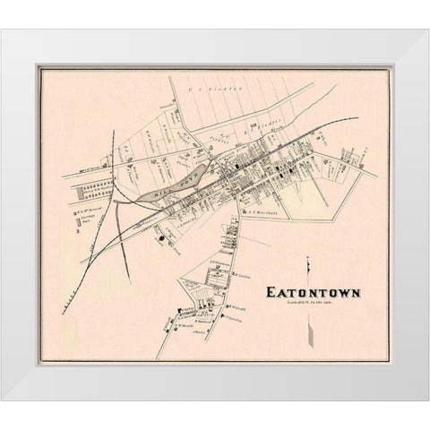 Eatontown New Jersey Landowner - Woolman 1878 White Modern Wood Framed Art Print by Woolman