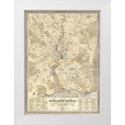 Elizabeth Town New Jersey - Meyer 1780  White Modern Wood Framed Art Print by Meyer