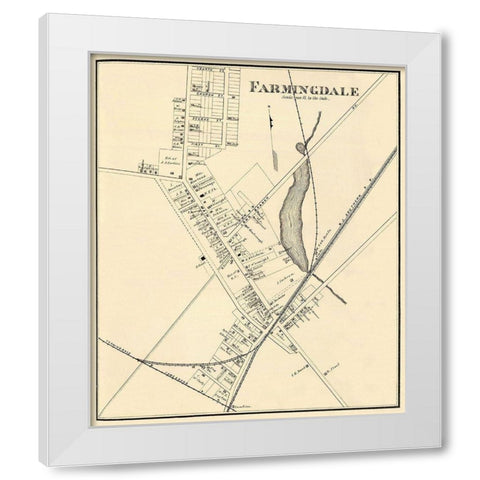 Farmingdale New Jersey Landowner - Woolman 1878 White Modern Wood Framed Art Print by Woolman