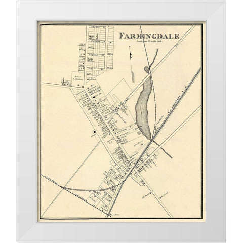 Farmingdale New Jersey Landowner - Woolman 1878 White Modern Wood Framed Art Print by Woolman