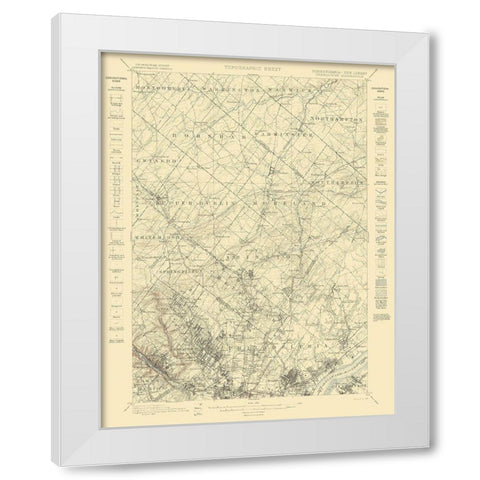 Germantown Pennsylvania New Jersey Quad White Modern Wood Framed Art Print by USGS