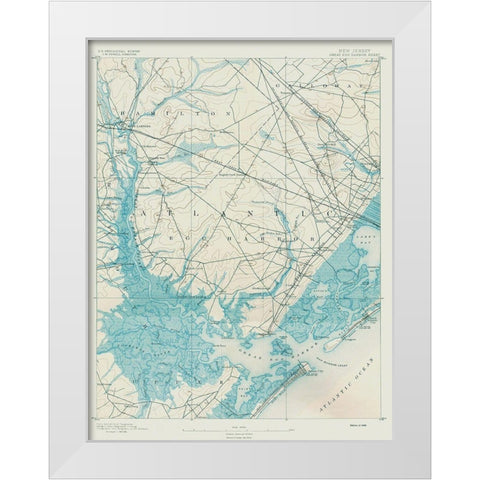 Great Egg Harbor New Jersey Quad - USGS 1890 White Modern Wood Framed Art Print by USGS