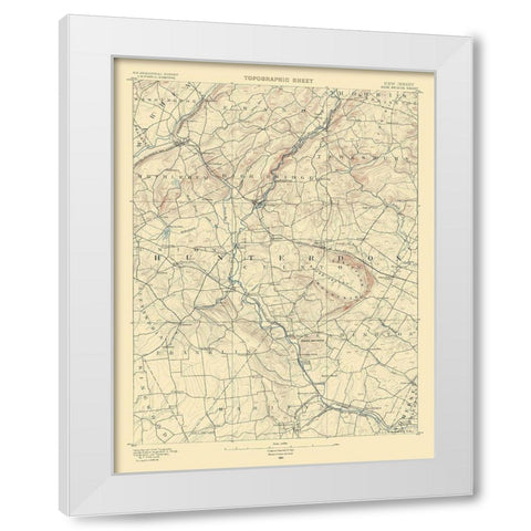 High Bridge New Jersey Quad - USGS 1890 White Modern Wood Framed Art Print by USGS