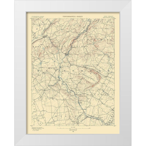 High Bridge New Jersey Quad - USGS 1890 White Modern Wood Framed Art Print by USGS