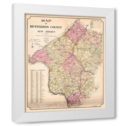 Hunterdon New Jersey - Hicks 1902  White Modern Wood Framed Art Print by Hicks