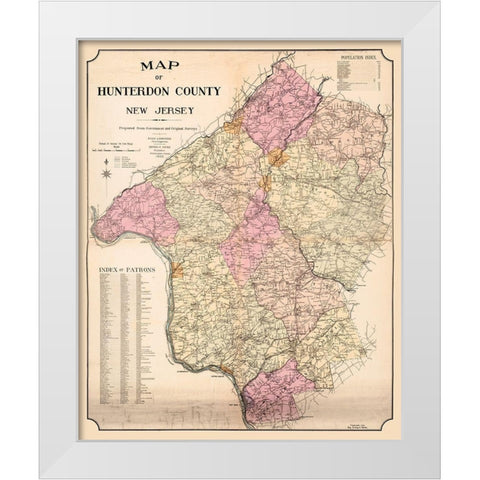 Hunterdon New Jersey - Hicks 1902  White Modern Wood Framed Art Print by Hicks
