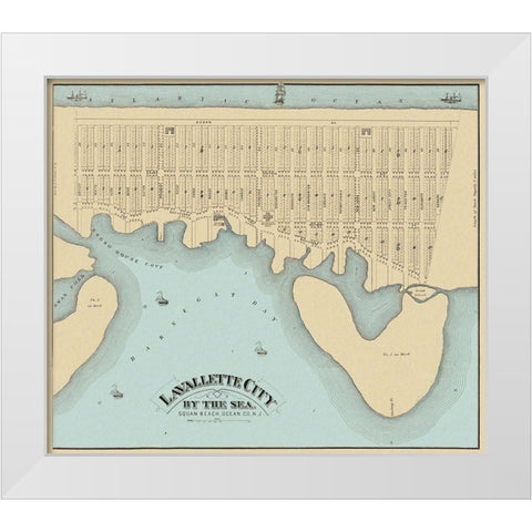 Lavallette City, Squann Beach New Jersey White Modern Wood Framed Art Print by Irons