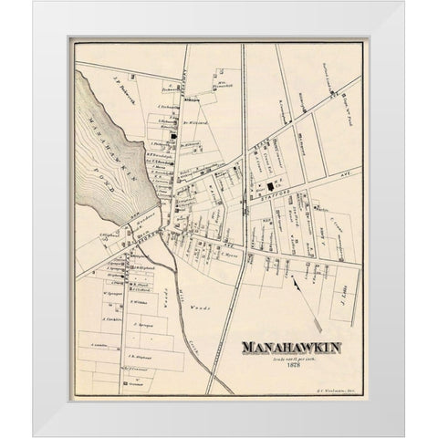 Manahawkin New Jersey Landowner - Woolman 1878 White Modern Wood Framed Art Print by Woolman