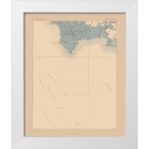 Maurice Cove New Jersey Sheet - USGS 1891 White Modern Wood Framed Art Print by USGS