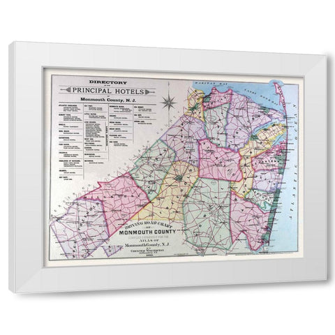Monmouth New Jersey - Wolverton 1889 White Modern Wood Framed Art Print by Wolverton