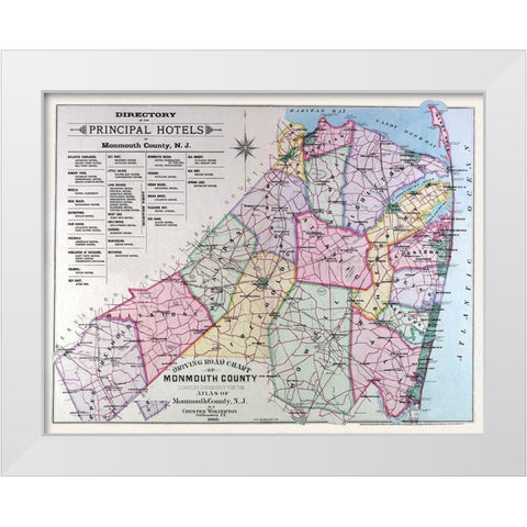 Monmouth New Jersey - Wolverton 1889 White Modern Wood Framed Art Print by Wolverton