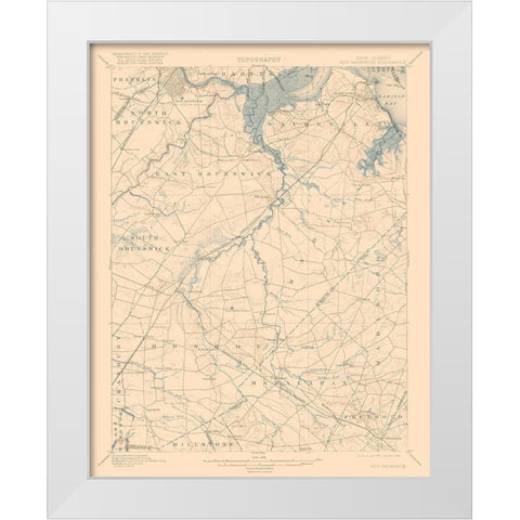 New Brunswick New Jersey Quad - USGS 1901 White Modern Wood Framed Art Print by USGS