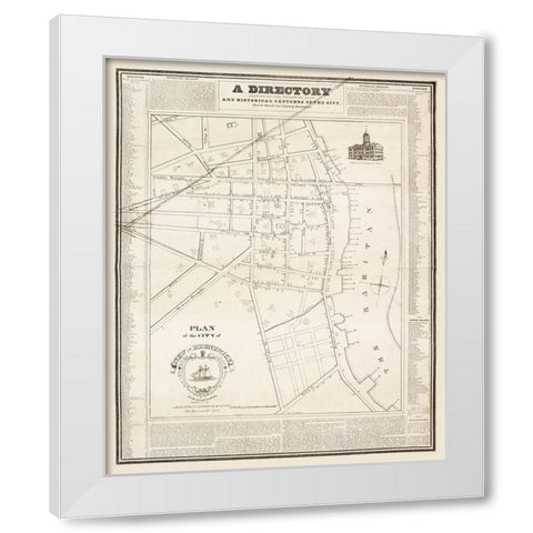 New Brunswick New Jersey - Marcelus 1829  White Modern Wood Framed Art Print by Marcelus