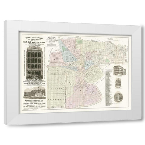 Newark New Jersey - Holbrooks 1879  White Modern Wood Framed Art Print by Holbrooks